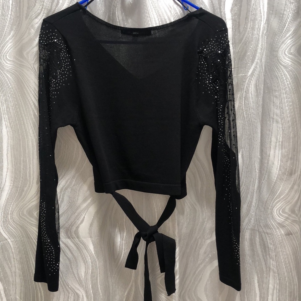 Sweet Rain Cropped Knit long sleeve with rhinestones